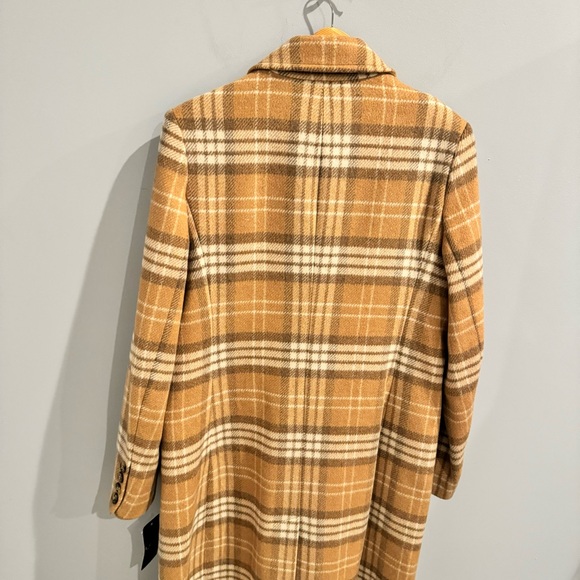 NWT Lauren Ralph Lauren Plaid Double Breasted Reefer Coat In Camel, Size 10 - Picture 12 of 13